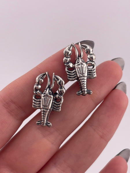 sterling silver rhodium plated lobster screw-back earrings