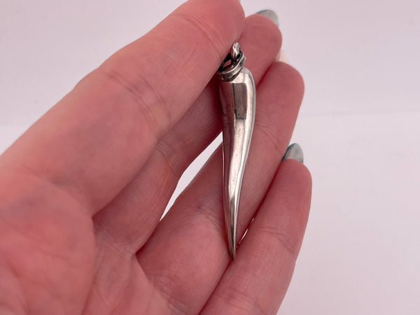 sterling silver large Italian horn pendant