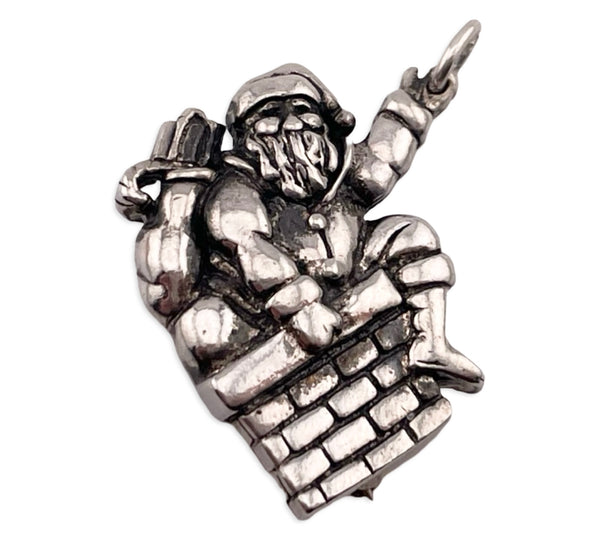 sterling silver Santa Claus pendant brooch pin