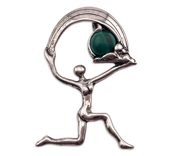 sterling silver malachite person rainbow pendant