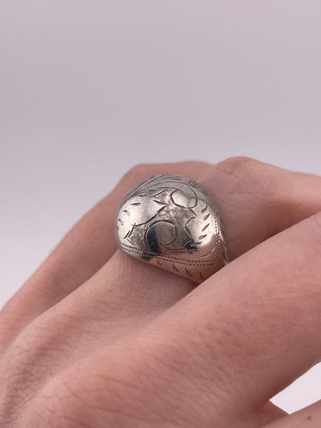size 7 sterling silver etched dome ring