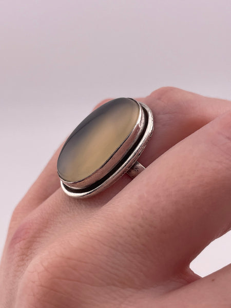 size 6.75 sterling silver oval agate ring