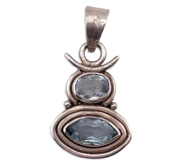 sterling silver faceted topaz pendant