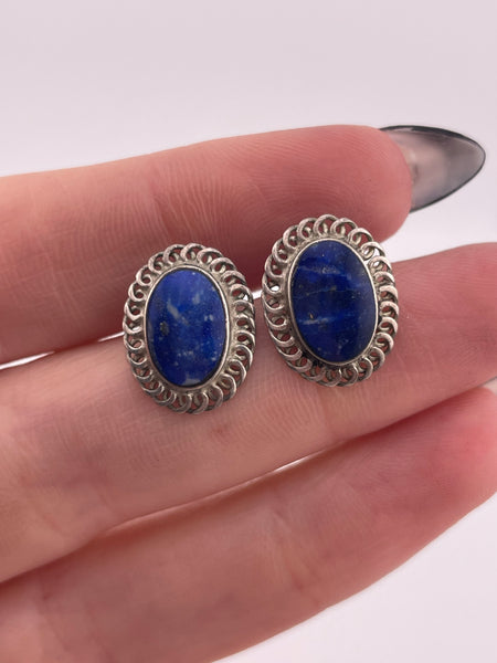 sterling silver lapis post earrings