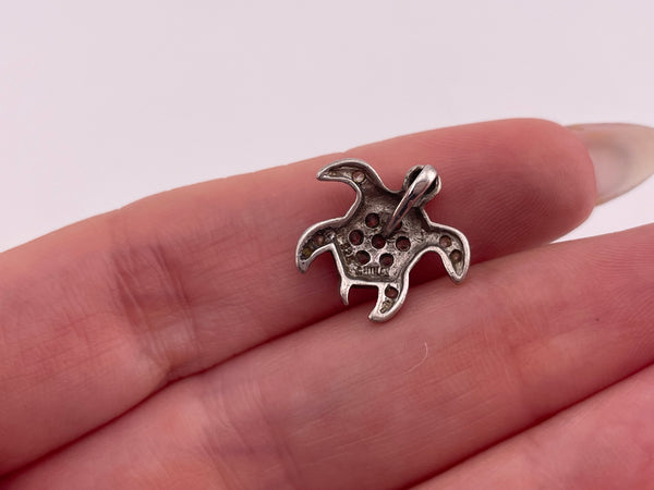 sterling silver rhinestone sea turtle pendant