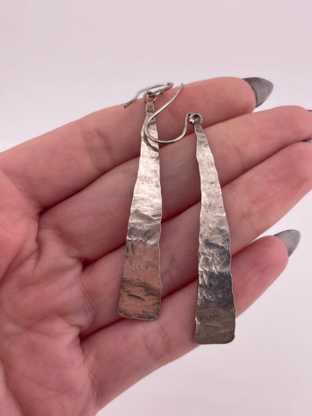 sterling silver textured hook dangle earrings