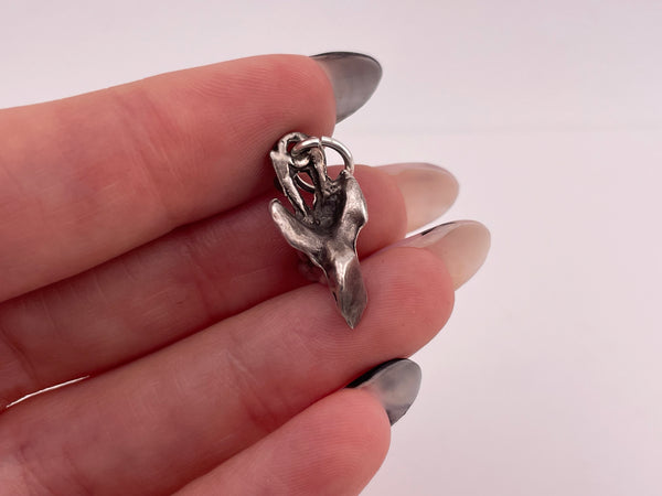 sterling silver 3D deer head pendant