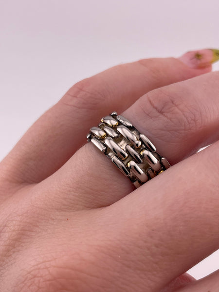size 6.75 sterling silver panther link style band ring