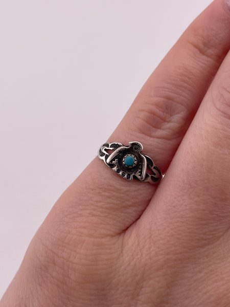 size 4.25 sterling silver faux turquoise thunderbird ring