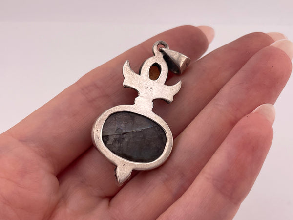 sterling silver faceted citrine labradorite pendant ***AS IS***