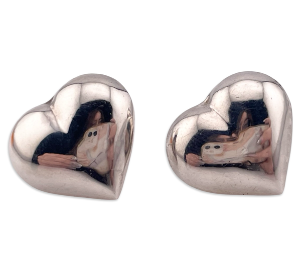 sterling silver puffy heart post earrings