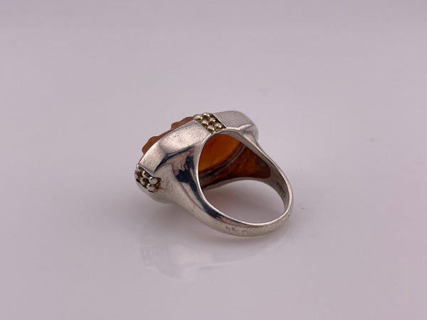 size 6.25 sterling silver carved carnelian ring