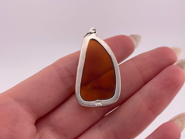 sterling silver amber pendant