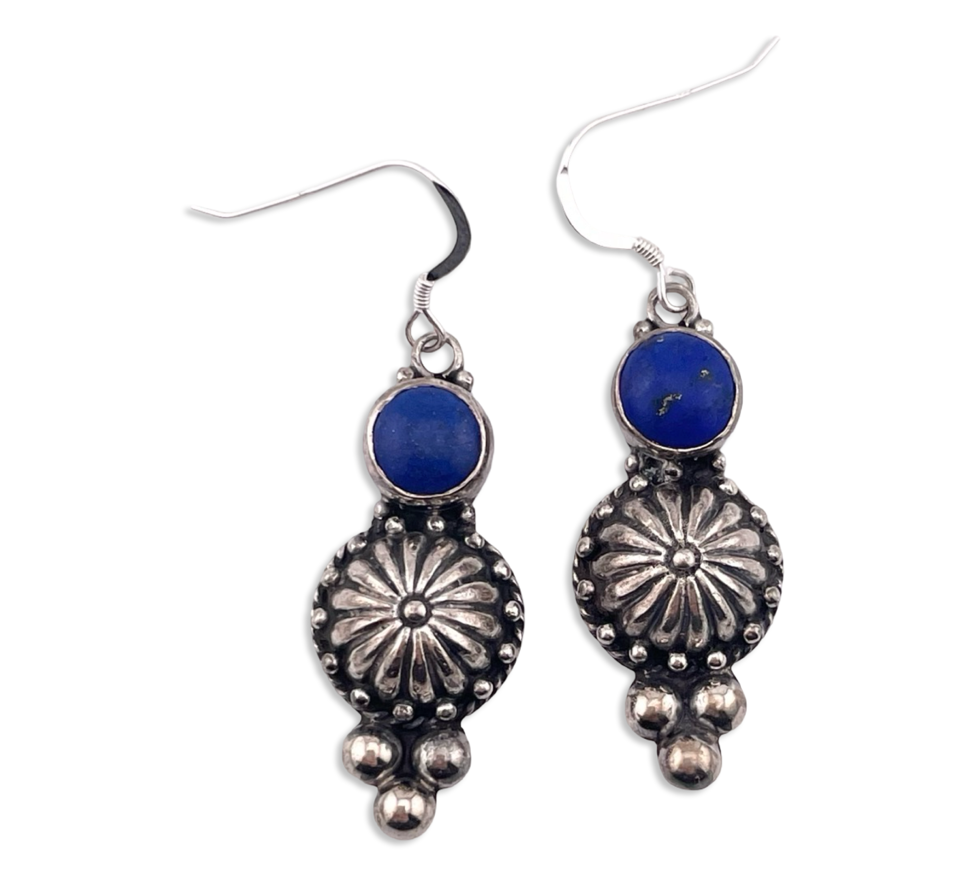 sterling silver lapis hook dangle earrings