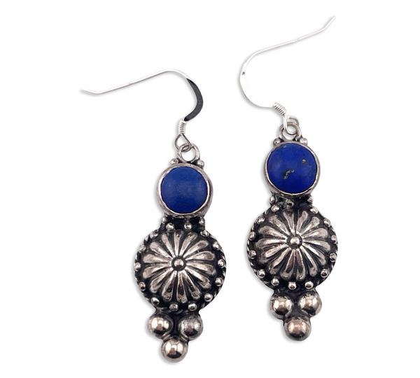 sterling silver lapis hook dangle earrings