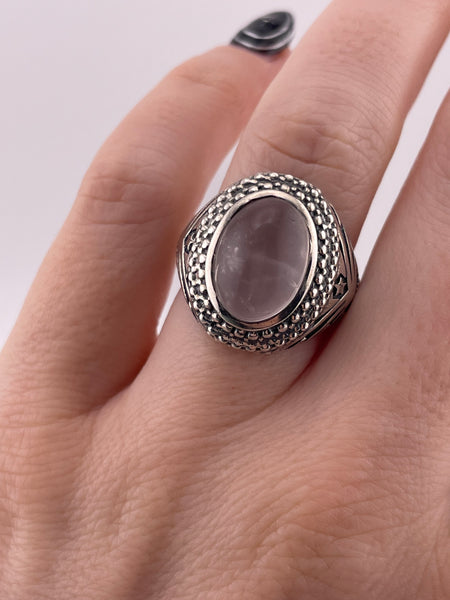 size 7.75 sterling silver rose quartz stars ring