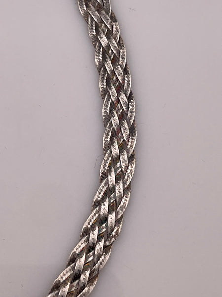 terling silver 16" 7.43mm woven herringbone flat chain necklace