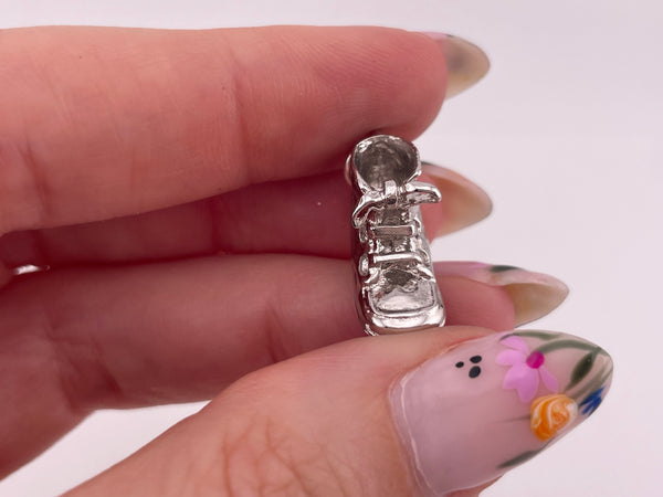 sterling silver rhodium plated baby shoe pendant