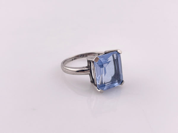 size 7.25 sterling silver faceted blue gemstone ring