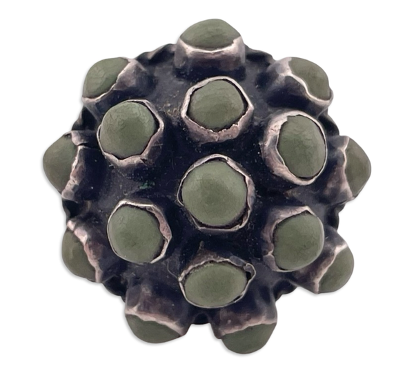 size 9 sterling silver Mexican green stone cluster adjustable band ring