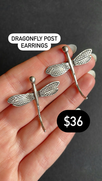 RESERVED PRIVATE LISTING -- sterling silver dragonfly earrings