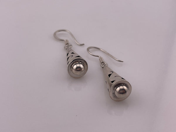 sterling silver Mexican cut-out cone dangle earrings