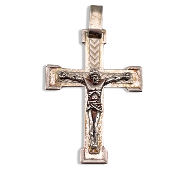 sterling silver large religious crucifix cross pendant