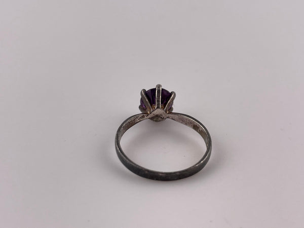 size 6.25 sterling silver faceted purple glass ring