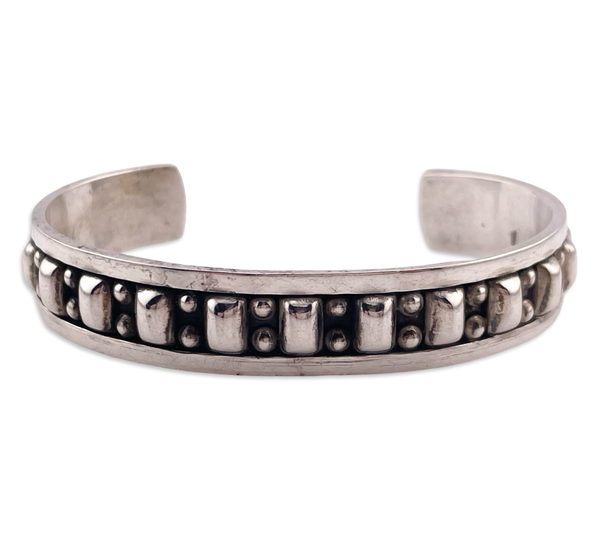 sterling silver Mexican stoneless chunky cuff bracelet
