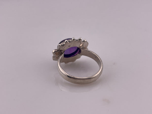 $$$ size 7 sterling silver amethyst dotted setting ring