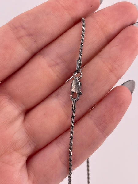 sterling silver 20" rope chain turquoise necklace ***Chipped Stone***