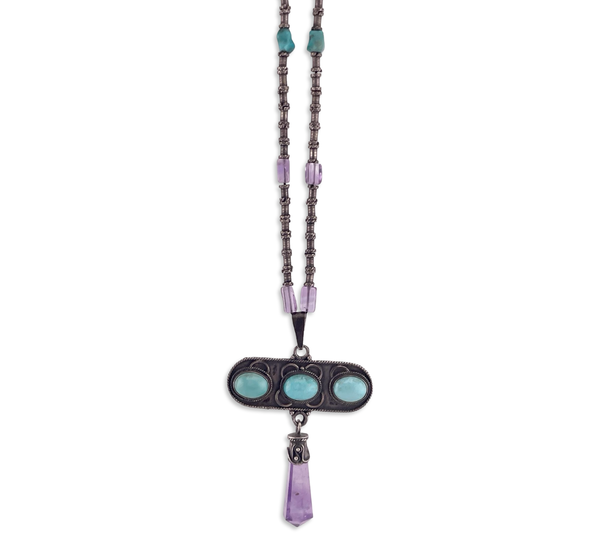 sterling silver amethyst & turquoise necklace