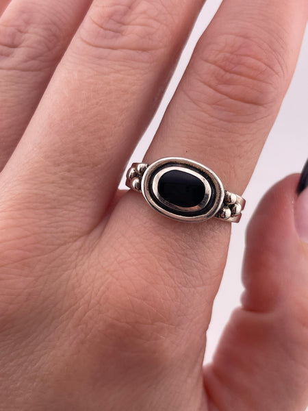 size 7.75 sterling silver synthetic onyx ring