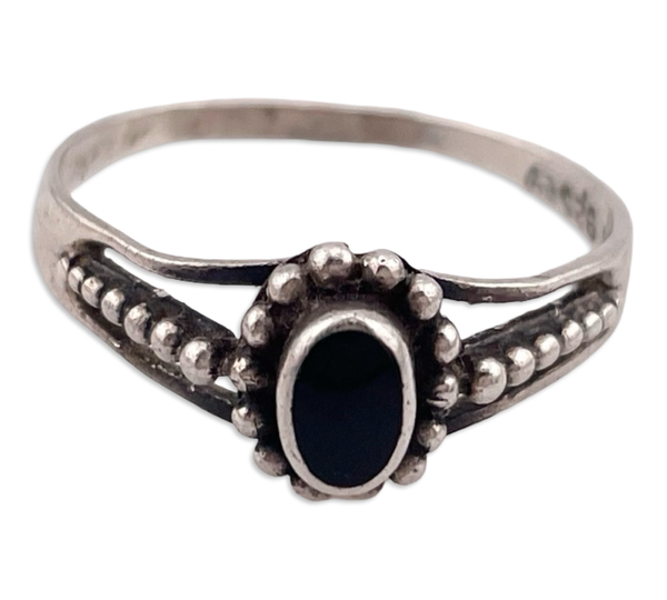 size 9.25 sterling silver black resin ring