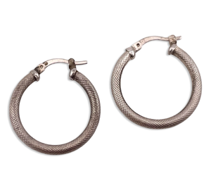sterling silver 1" textured hoop earrings