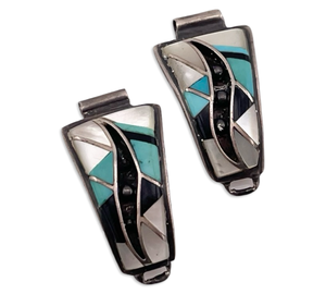 sterling silver multi-stone inlay watch tips ***AS IS***