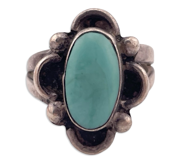 size 8 sterling silver turquoise ring