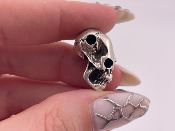 sterling silver 3D solid skull pendant