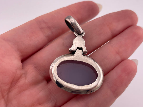 sterling silver pearl chalcedony pendant