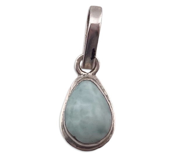 sterling silver small pear shape larimar pendant
