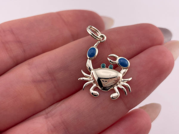 sterling silver resin crab pendant