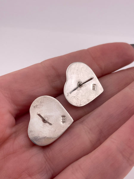 sterling silver puffy heart post earrings