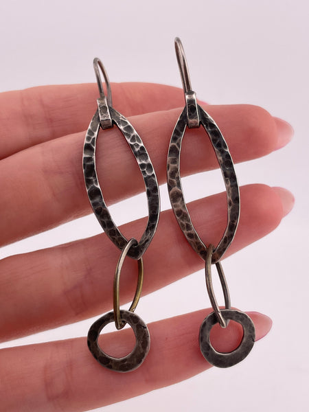sterling silver & brass designer Silpada hammered dangle earrings
