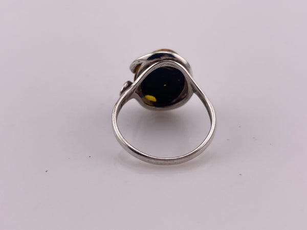 size 9.75 sterling silver oval amber ring