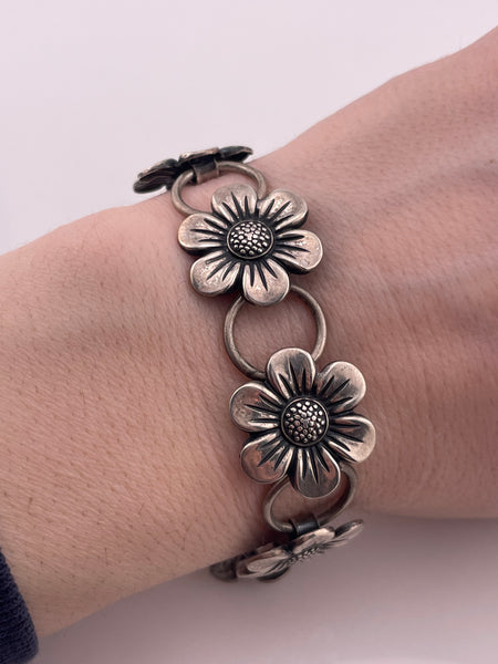 sterling silver 7" Danecraft flower link bracelet bracelet