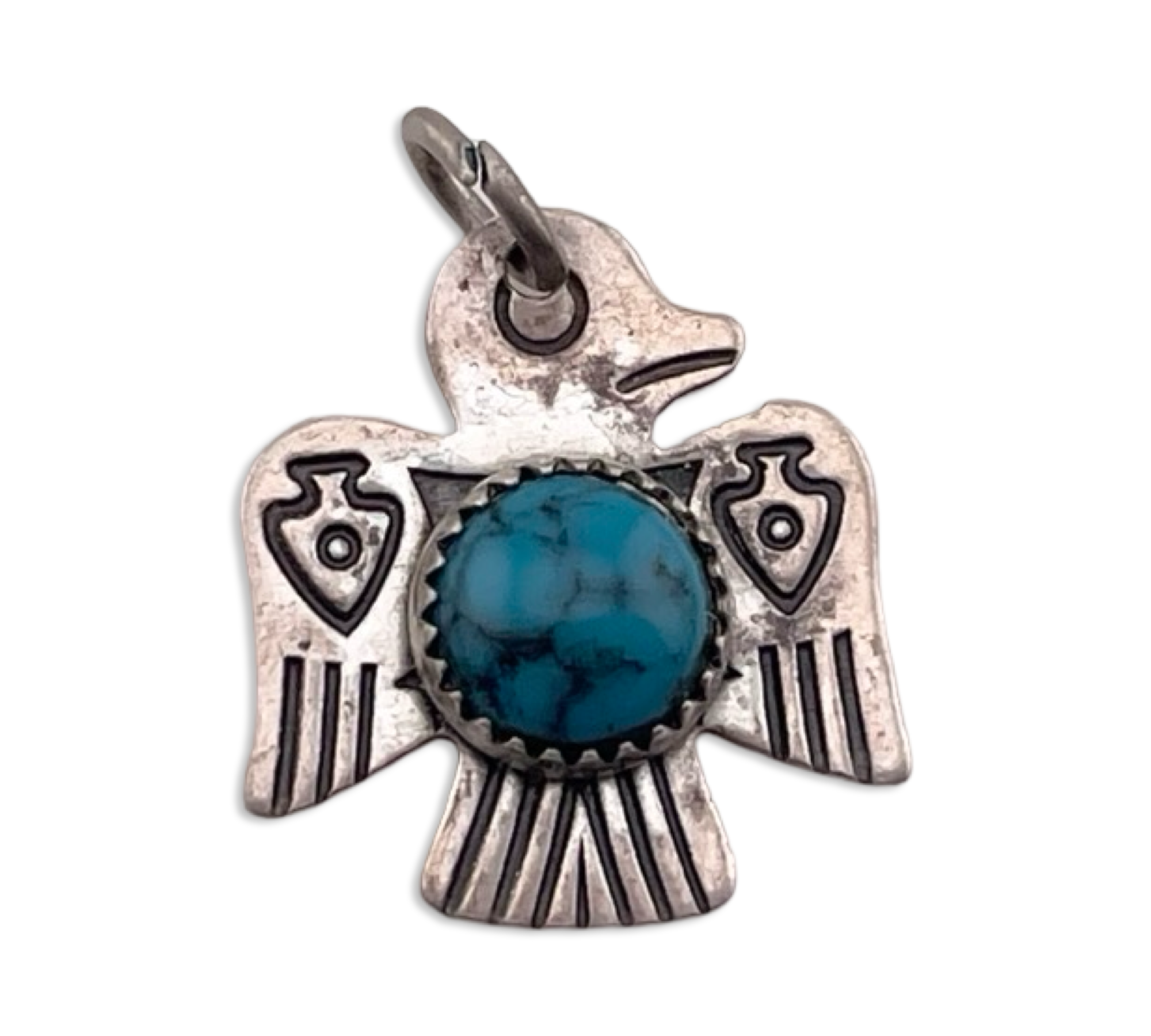 sterling silver synthetic turquoise bird pendant
