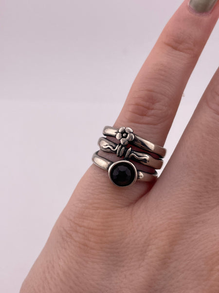 size 5.5 sterling silver Silpada faceted smoky quartz flower ring