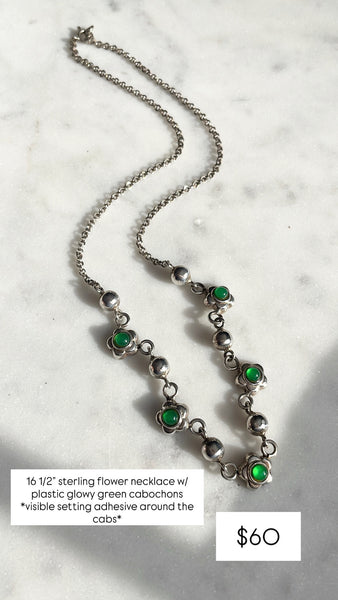RESERVED PRIVATE LISTING -- sterling silver green flower necklace B14