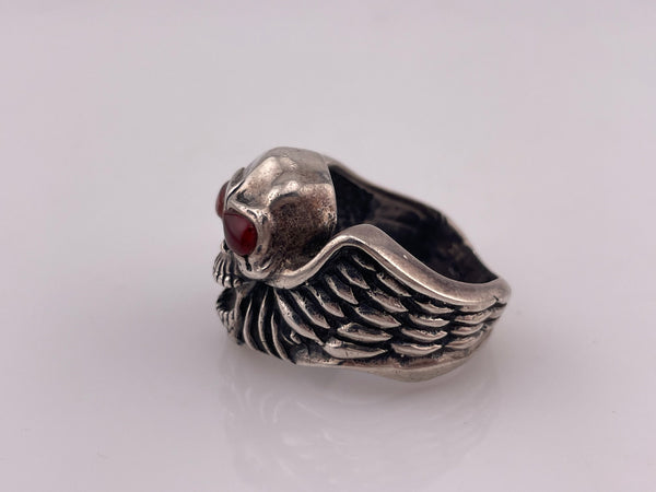 size 12 sterling silver chunky skull wing ring