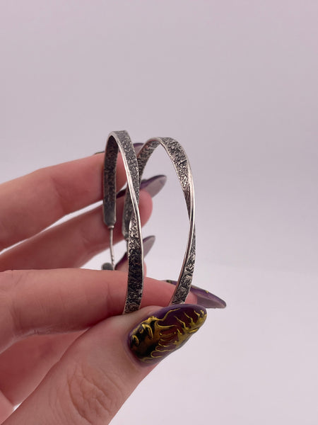 sterling silver Silpada 1 7/8" textured twist post hoop earrings